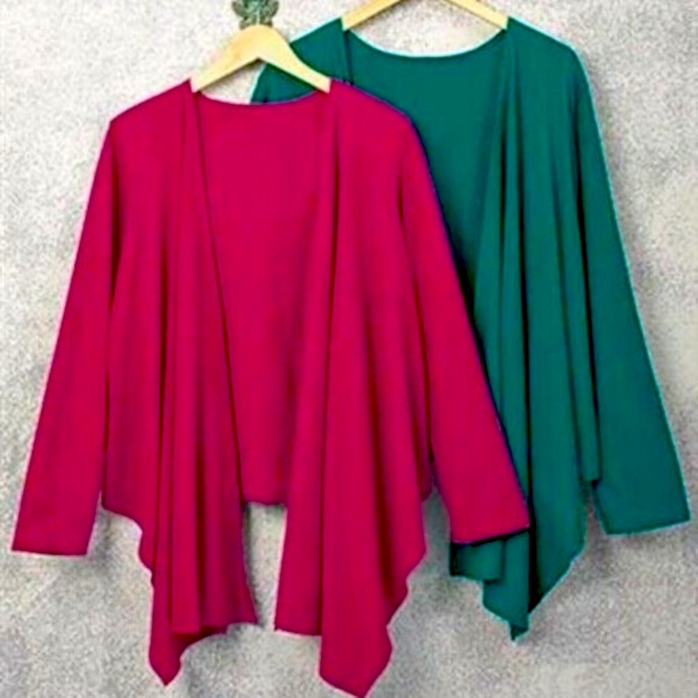 Metrostyle 2X Plus Wine Red Cotton Knit Cardigan Relaxed Blazer Side Tail Duster